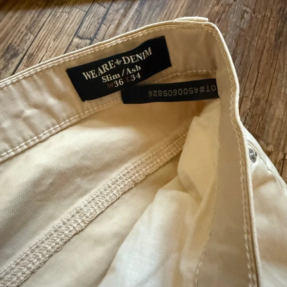 Buffalo David Bitton Ash Pants Mens 36 Cream Slim Fit Stretch Chino Gorpcore